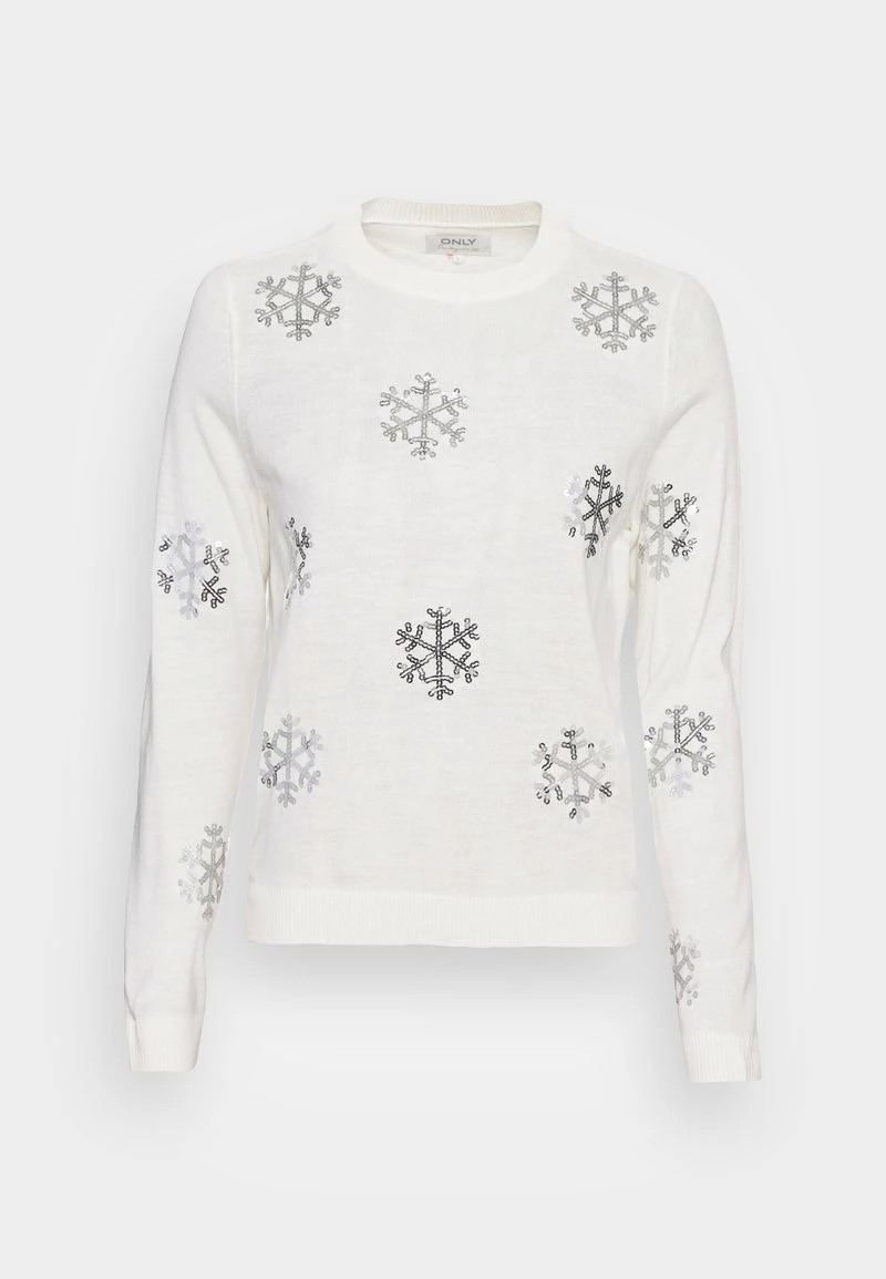 Neu ✔️ ONLY Petite Damen ONLXMAS - Strickpullover - Cloud Dancer/silver Sequin 😍 – Bild 4