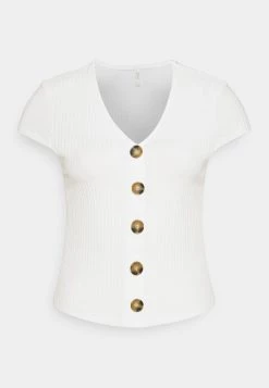 Bestes Angebot 🔥 ONLY Petite Damen ONLNELLA BUTTON - T-Shirt Print - Cloud Dancer 🎁