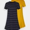 Budget 🤩 ONLY Petite Damen ONLMAY LIFE POCKET 👗 DRESS 2 PACK - Jerseykleid - Golden Spice/cloud Dancer/night Sky 😍