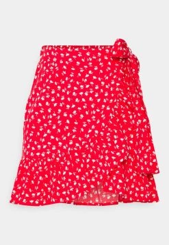 Rabatt 🌟 ONLY Petite Damen ONLOLIVIA 👗 SKIRT - Wickelrock - Mars Red ✔️