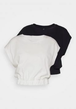 Bestes Angebot 🔥 ONLY Petite Damen ONLMAY PLAIN CROP TOP 2 PACK - T-Shirt Basic - Black/cloud Dancer 🌟