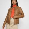 Brandneu ⌛ ONLY Petite Damen ONLBANDIT BIKER - Kunstlederjacke - Cognac 💯