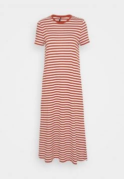 Großhandel 🎁 ONLY Petite Damen ONLMAY LONG STRIPE 👗 DRESS - Jerseykleid - Arabian Spice/cloud Dancer ❤️