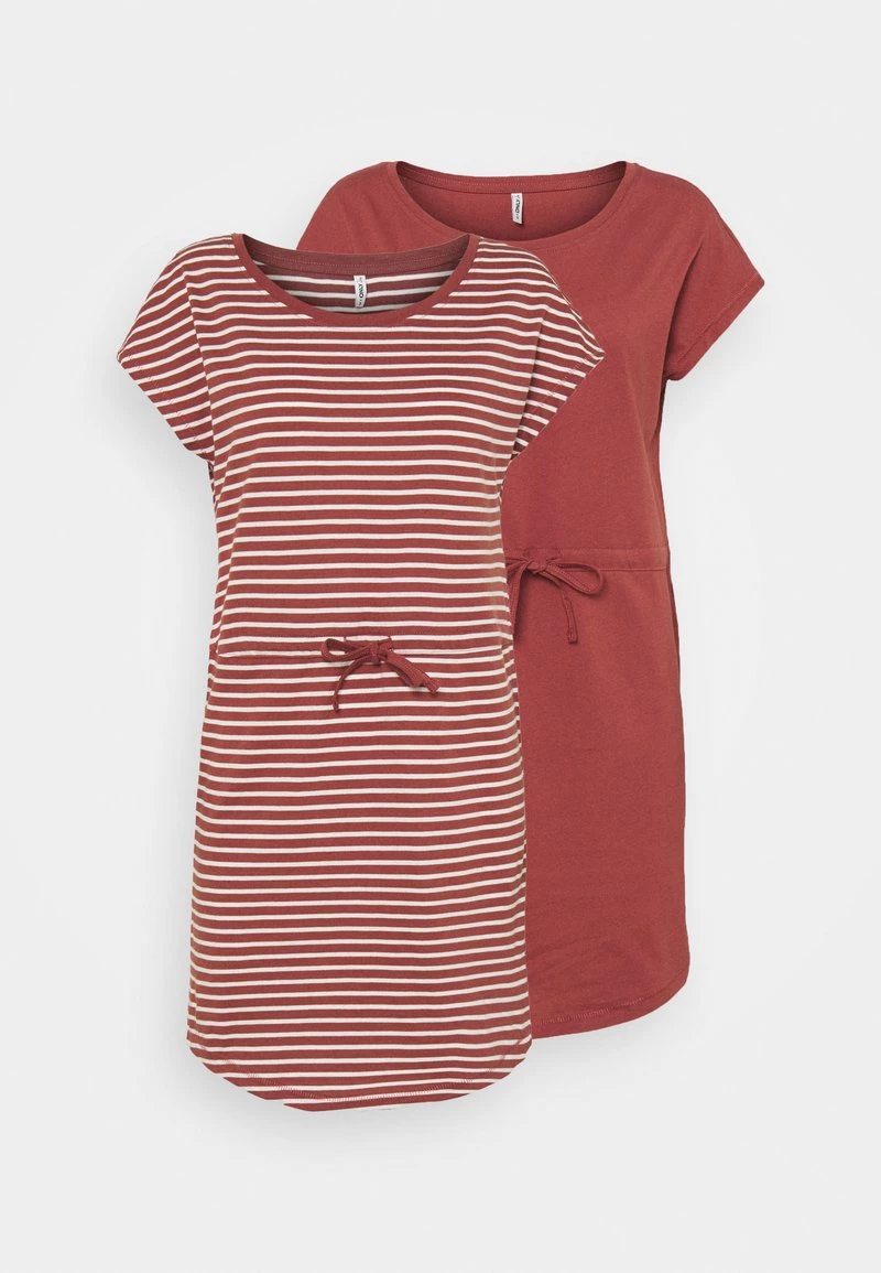 Schlussverkauf 😀 ONLY Petite Damen ONLMAY LIFE 👗 DRESS 2 PACK - Jerseykleid - Apple Butter/thin Stripe Cd/applebu 💯