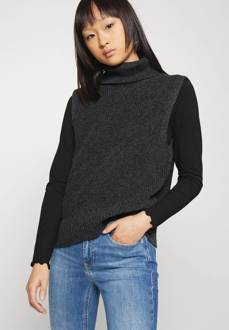 Bestes Angebot 💯 ONLY Petite Damen ONLPARIS LIFE ROLL - Strickpullover - Dark Grey Melange 👏 – Bild 4