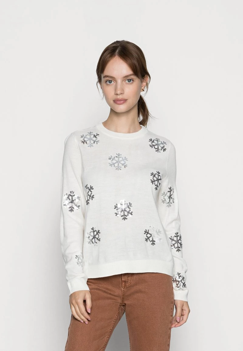 Neu ✔️ ONLY Petite Damen ONLXMAS - Strickpullover - Cloud Dancer/silver Sequin 😍