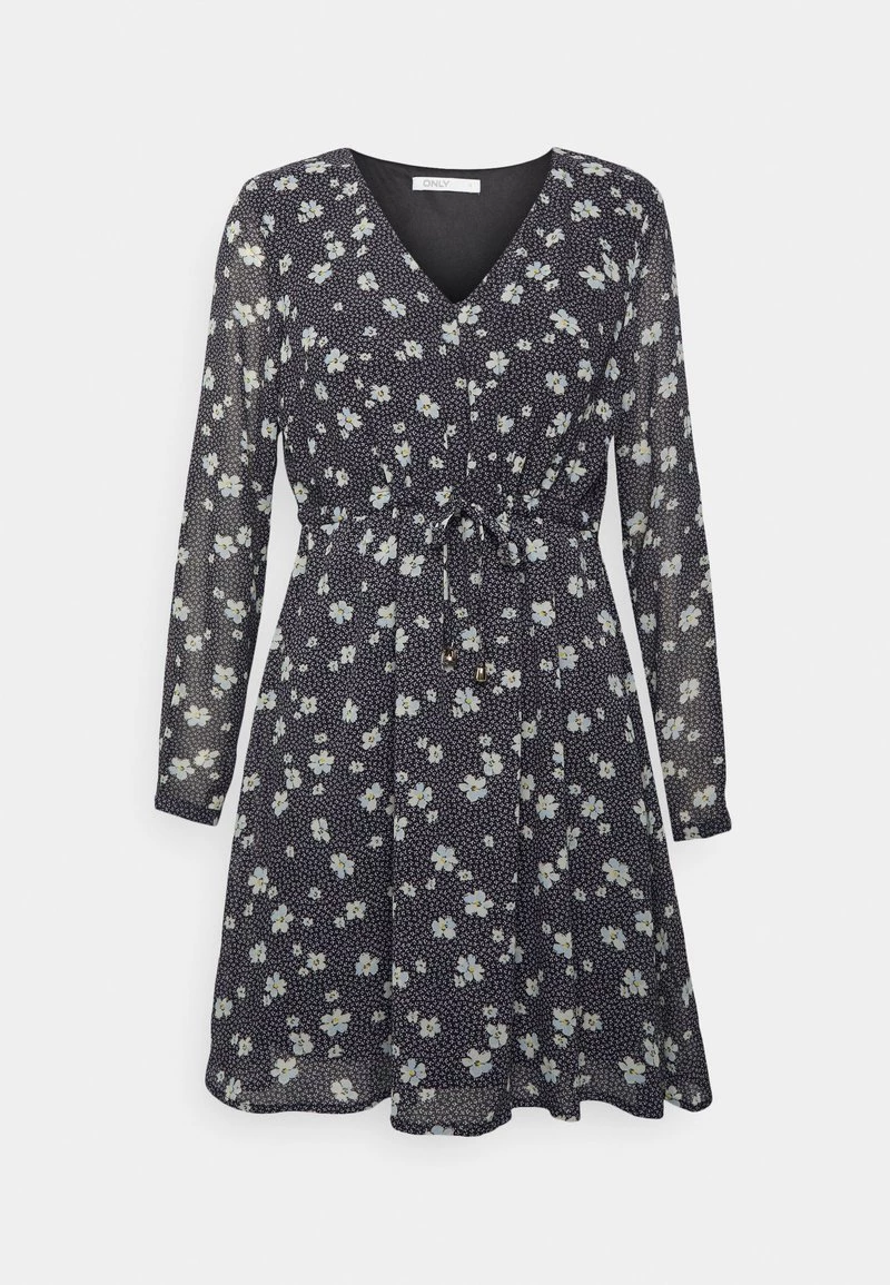 Brandneu 🧨 ONLY Petite Damen ONLHANNA V NECK 👗 DRESS - Freizeitkleid - Night Sky Mystic Ditsy 🔥