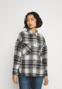 Billig 🔥 ONLY Petite Damen ONLPIA PLAIDED - Hemdbluse - Blue Graphite/cloud Dancer 🤩