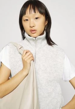 Neu 😀 ONLY Petite Damen ONLTIA LIFE HIGHNECK VEST PETIT - Strickpullover - Light Grey Melange 🤩