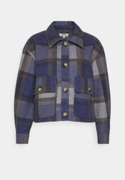 Rabatt ⌛ ONLY Petite ONLEMMA SHORT CHECK SHACKET - Kurzmantel - Dark Denim | Damen ⌛