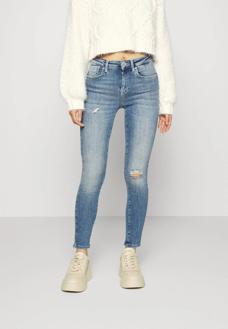 Neu 🤩 ONLY Petite Damen ONLPOWER MID PUSH UP PETIT - 👖 Jeans Skinny Fit - Medium Blue Denim 👍