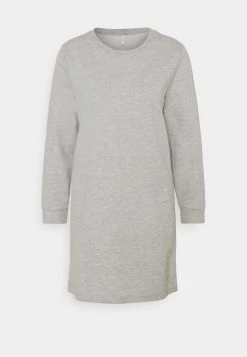 Auslauf 🌟 ONLY Petite Damen ONLDREAMER LIFE CREW NECK 👗 DRESS - Freizeitkleid - Light Grey Melange ❤️