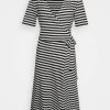 Angebote 😀 ONLY Petite Damen ONLMAY STRIPE 👗 DRESS - Freizeitkleid - Black/cloud Dancer 🤩