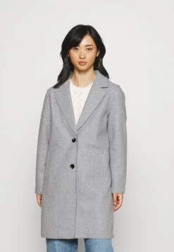 Brandneu 😉 ONLY Petite Damen ONLCARRIE BONDED 🧥 COAT - Klassischer Mantel - Light Grey Melange 😍
