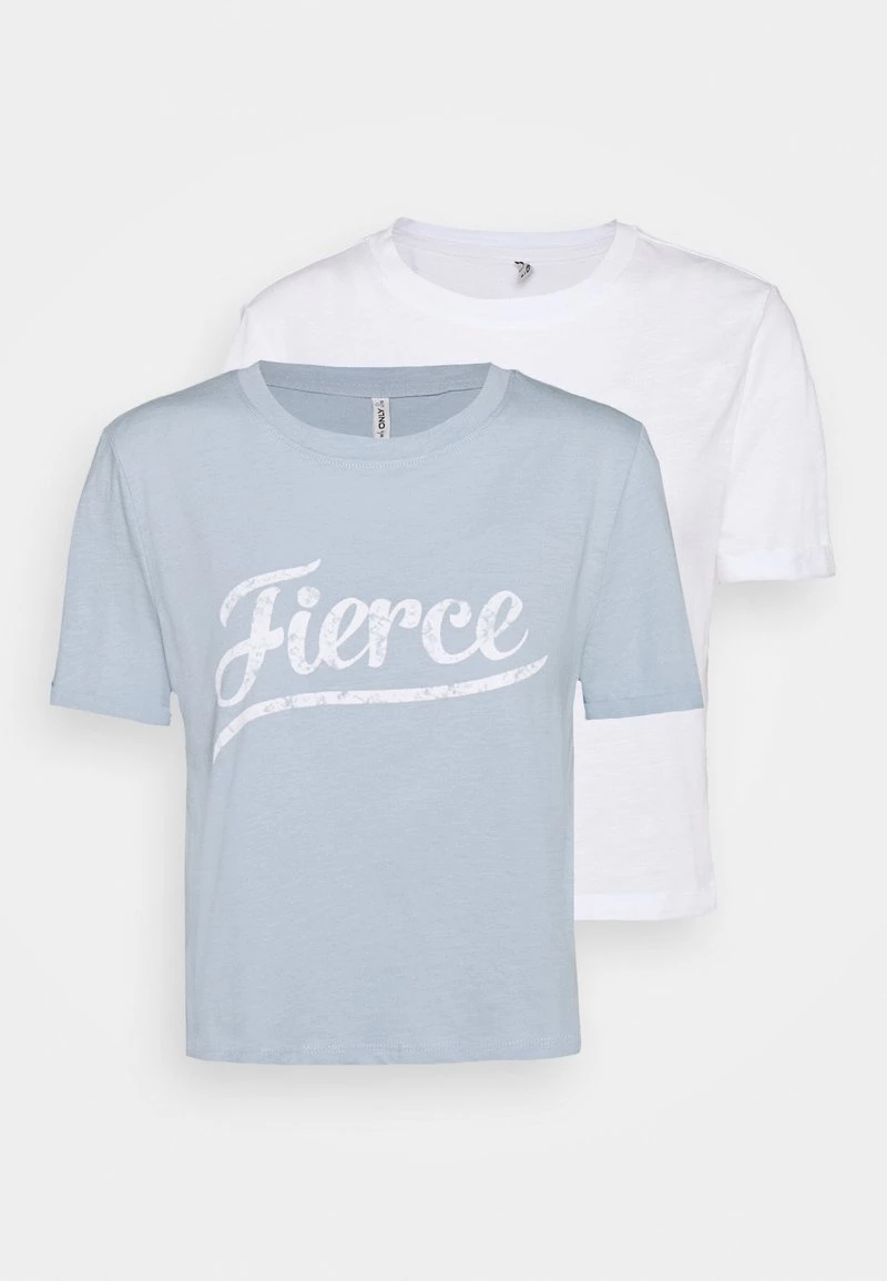 Schlussverkauf 🥰 ONLY Petite ONLMOLLY LIFE TEXT 2 PACK - T-Shirt Print - Bright White/blue Fog | Damen 🧨