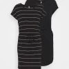 Schlussverkauf ❤️ ONLY Petite Damen ONLMAY LIFE 👗 DRESS 2 PACK - Jerseykleid - Black/thin Stripe/black Solid 🥰