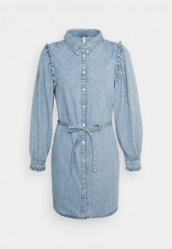 Brandneu ✔️ ONLY Petite Damen ONLHARLOW LIFE 👗 DRESS - 👖 Jeanskleid - Light Blue Denim 💯